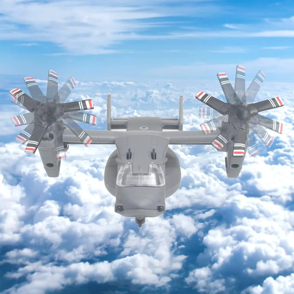 Ailejia Alloy Metal Airplane MV-22 Military Osprey Transport Helicopter Model Army Aircraft Air Force Toy with Pull Back Fighter Toy (Grey)