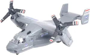 Ailejia Alloy Metal Airplane MV-22 Military Osprey Transport Helicopter Model Army Aircraft Air Force Toy with Pull Back Fighter Toy (Grey)