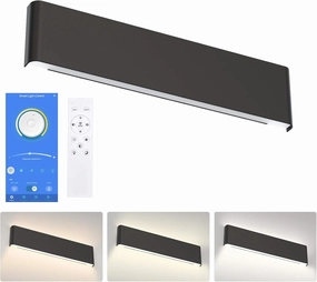 Aipsun 24in APP & Remote Control Dimmable Modern Black Vanity Light Fixtures Color Temperature Adjustable LED Bathroom Light Fixture