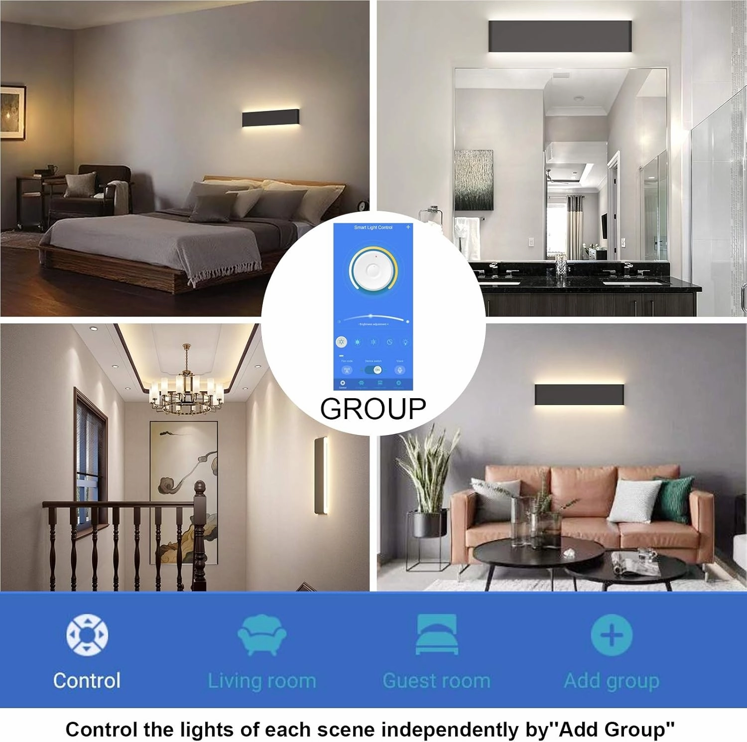 Aipsun 24in APP & Remote Control Dimmable Modern Black Vanity Light Fixtures Color Temperature Adjustable LED Bathroom Light Fixture