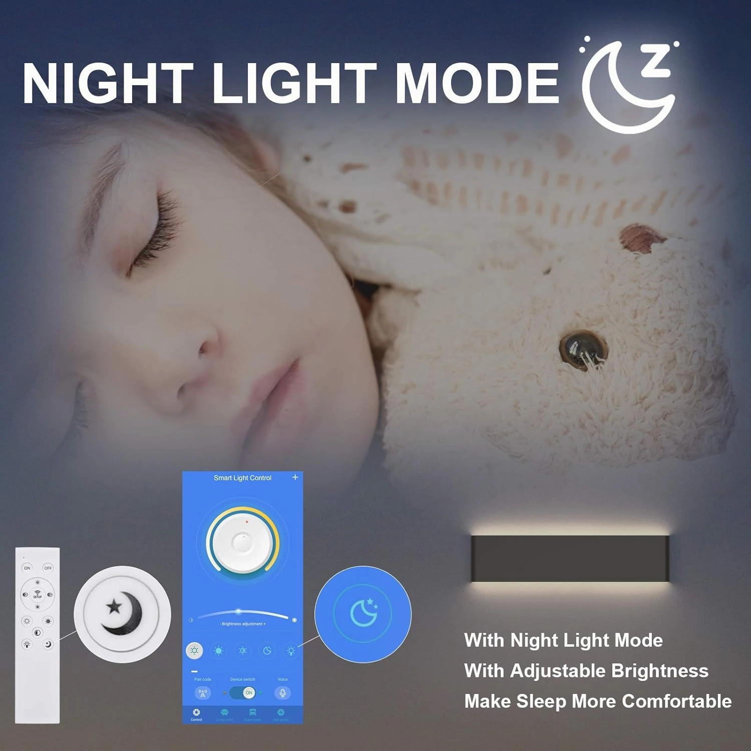 Aipsun 24in APP & Remote Control Dimmable Modern Black Vanity Light Fixtures Color Temperature Adjustable LED Bathroom Light Fixture