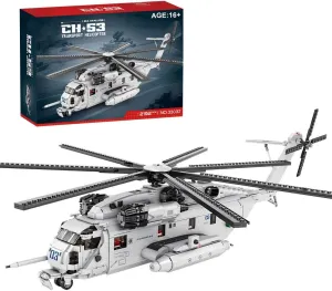 Aircraft Building Blocks Set, CH-53E Super Stallion 1/35 Scale Modern Military Helicopter Model, MOC Collectible Interactive Building Toy for Adults (2240PCS)