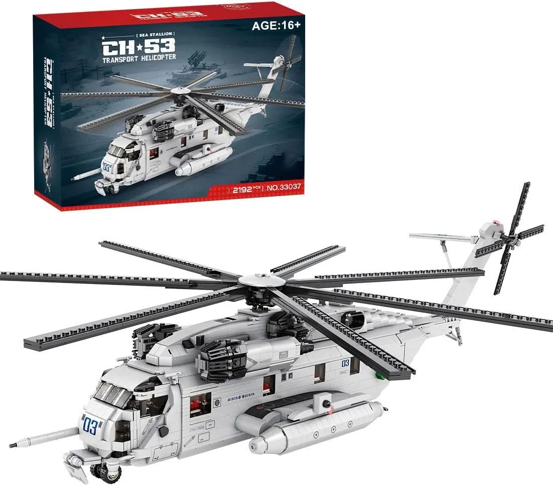 Aircraft Building Blocks Set, CH-53E Super Stallion 1/35 Scale Modern Military Helicopter Model, MOC Collectible Interactive Building Toy for Adults (2240PCS)