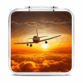 Aircraft Plane at Sunset Switch Game Case Switch Game Holder Cartridge Case Storage 12 Games & 2 Micro Sd Card Slots, Travel Carry Cases, Portable Games Card Storage, Hard Shell, Buckle Closure