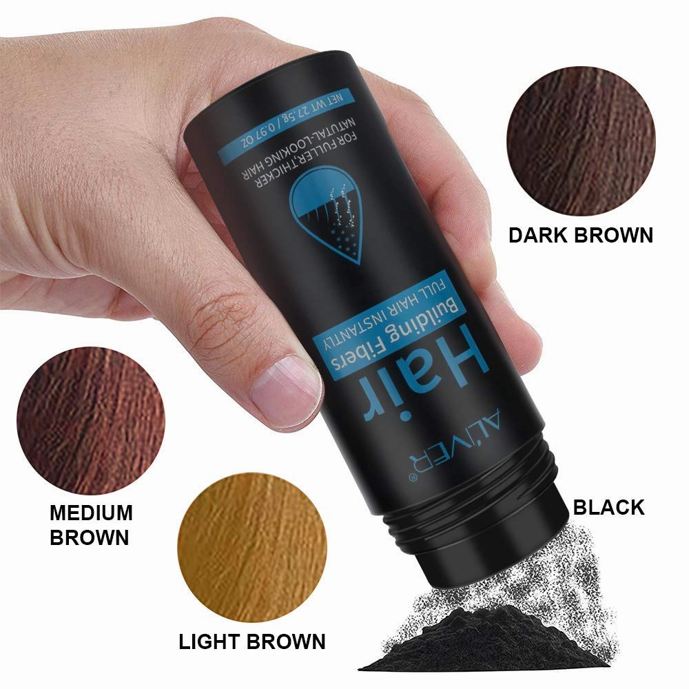 Aliver Hair Fibers for Thinning Hair with Spray Medium Brown - Undetectable Natural Formula - Thicker Fuller Hair in 15 Seconds - Conceals Hair Loss & Look Younger - Designed for Men & Women,0.97Oz