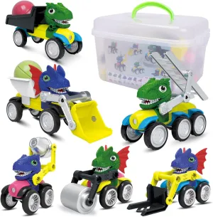 ALLROAD Dinosaur Magnetic Toy Cars Set Magnetic Building Dino Cars Magnetic Toy Vehicles Cars, Colorful Dinosaur Trucks Montessori STEM Toy for Developing Skills Games Gift for Boys Girls