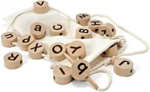 Alphabet Lacing Beads for Toddlers - Lacing Toy to Develop Fine Motor Skills and Teach ABC