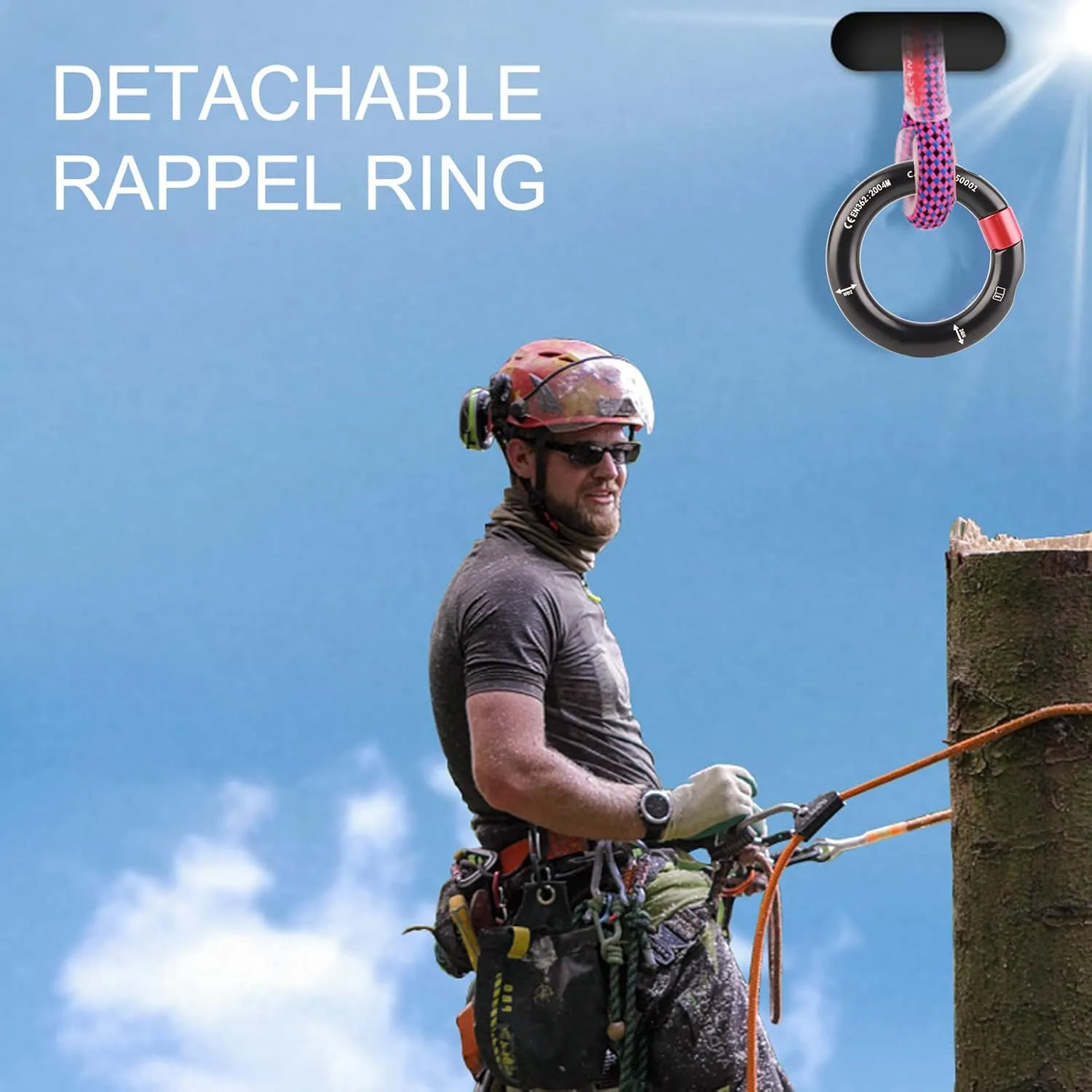 Aluminum Rappel Ring, Climbing Ring, Climb Perfect Tensi Aluminum Alloy O Ring, 24KN Rappel Rings for Rock Climbing, Apertureable Downhill Equipment