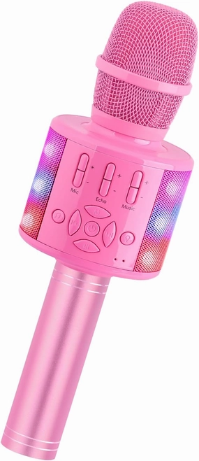 Amazmic Toys for Girls, Kids Karaoke Microphone Toddler Microphone for Kids with Lights, Birthday Gift for Girls, Boys Toy Age 3 4 5 6 7 8 9 10-14 (Pinkcolor)