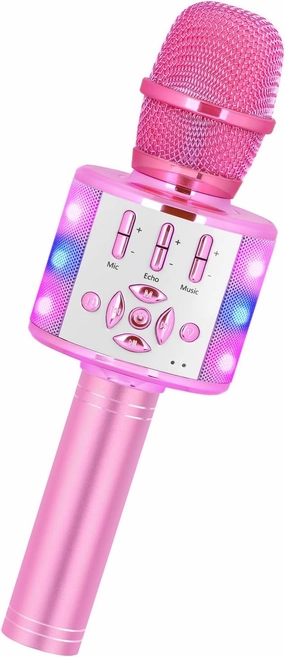 Amazmic Toys for Girls, Kids Karaoke Microphone Toddler Microphone for Kids with Lights, Birthday Gift for Girls, Boys Toy Age 3 4 5 6 7 8 (Light Pink)