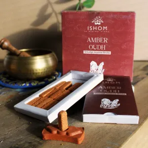 Amber Wood Smudge Bricks Natural Incense and Burner - Pack of 15