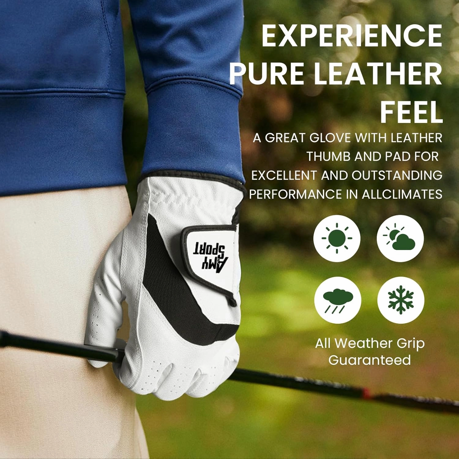 Amy Sport Golf Gloves Men Right Handed Golfer Left Hand 3 Pack PU Leather All Weather Grip Soft Breathable Flexible for Mens
