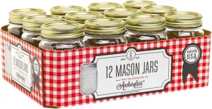 Anchor Hocking AHG17 1 Pint Home Canning Jars with Metal Lids and Rings, Clear - Pack of 12