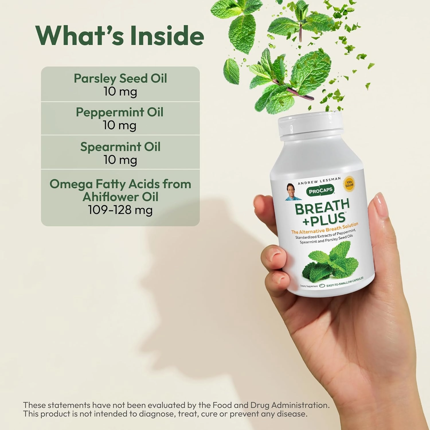 ANDREW LESSMAN Breath Plus 720 Softgels - Natural Breath Freshener, Helps Eliminate Odors from Food, Smoking, Morning Breath from The Inside Out. Peppermint, Spearmint. Easy to Swallow Softgels
