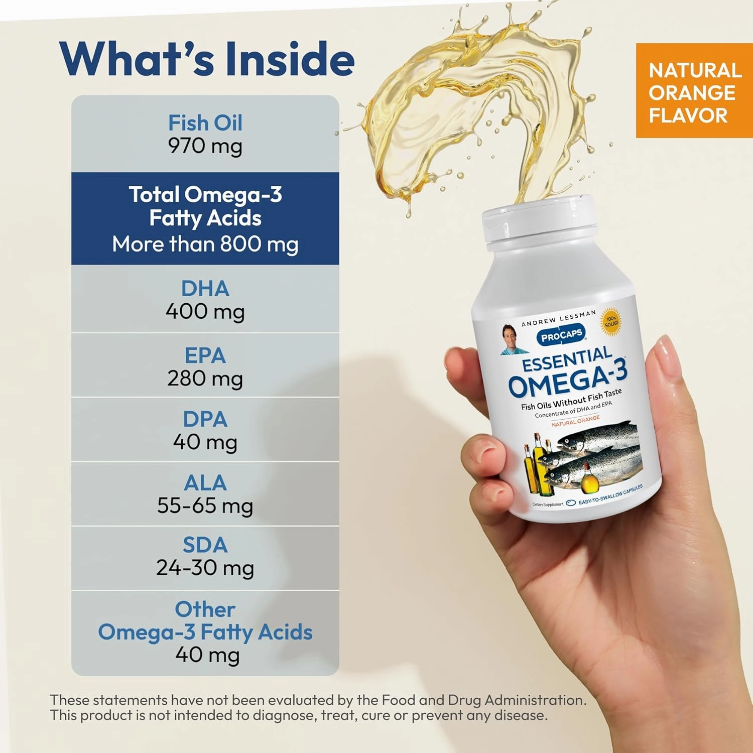 ANDREW LESSMAN Essential Omega-3 Orange - 360 Softgels - Ultra-Pure, High Potency Omega-3 Oils. High DHA, No Stomach Upset, No Contaminants, No Mercury. Small Easy to Swallow Softgels