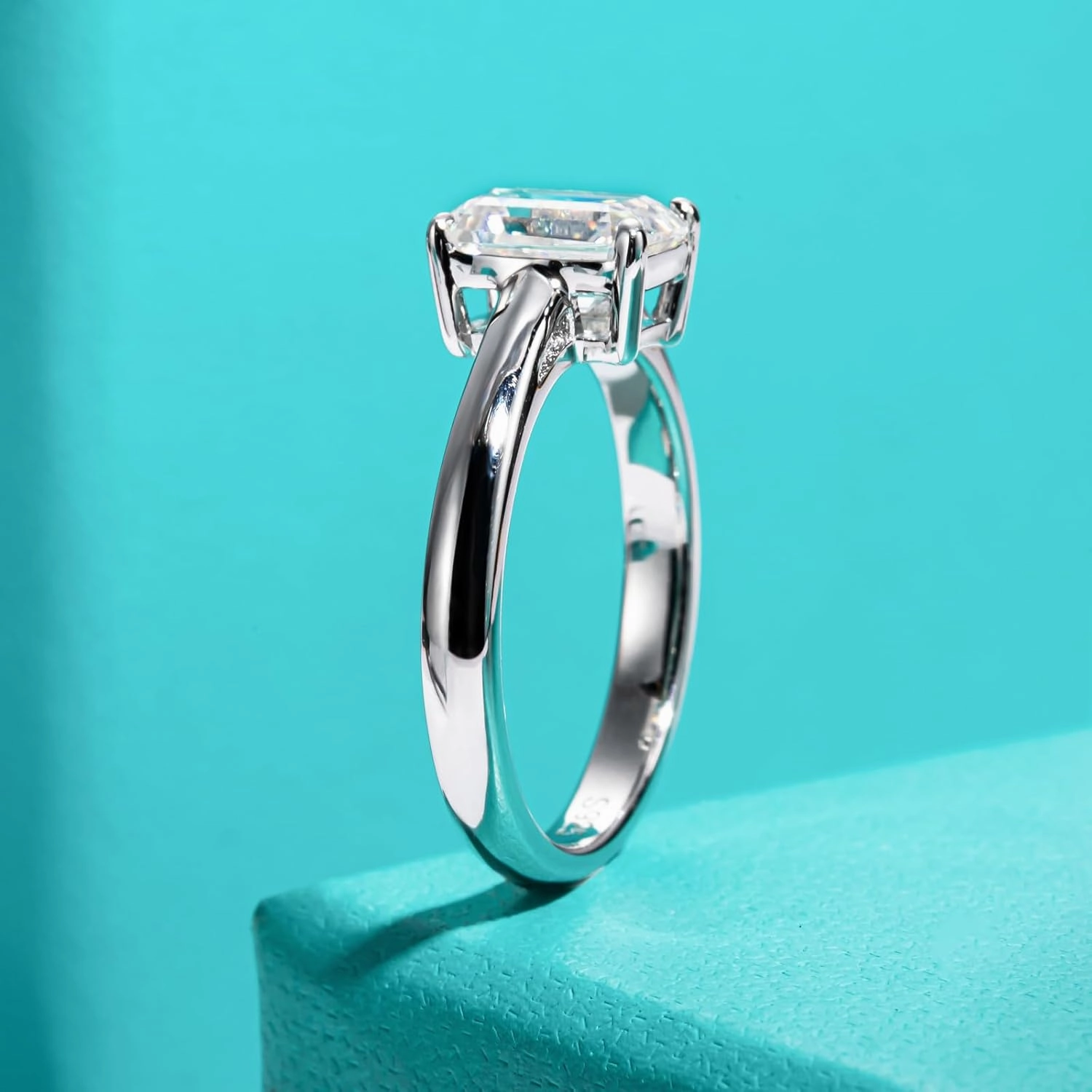 AnuClub Cushion/Emerald/Pear Moissanite Engagement Ring, D Color 925 Sterling Silver, Eternity Wedding Promise Anniversary Band Rings for Women
