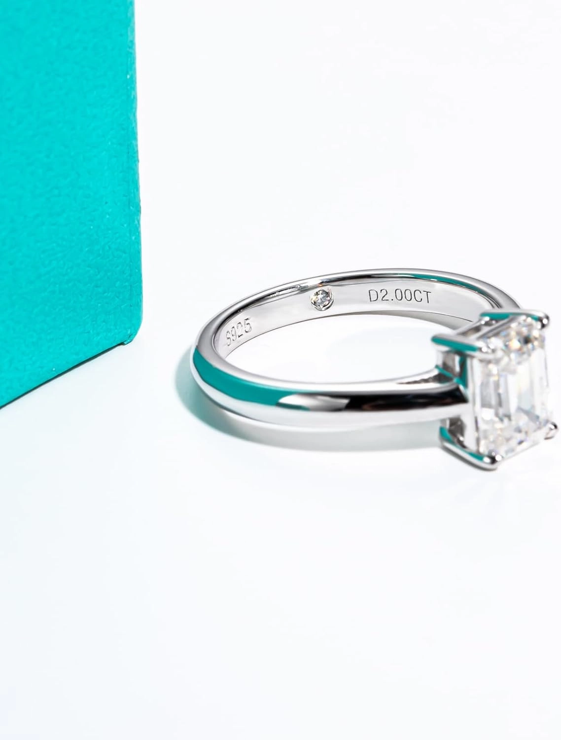 AnuClub Cushion/Emerald/Pear Moissanite Engagement Ring, D Color 925 Sterling Silver, Eternity Wedding Promise Anniversary Band Rings for Women