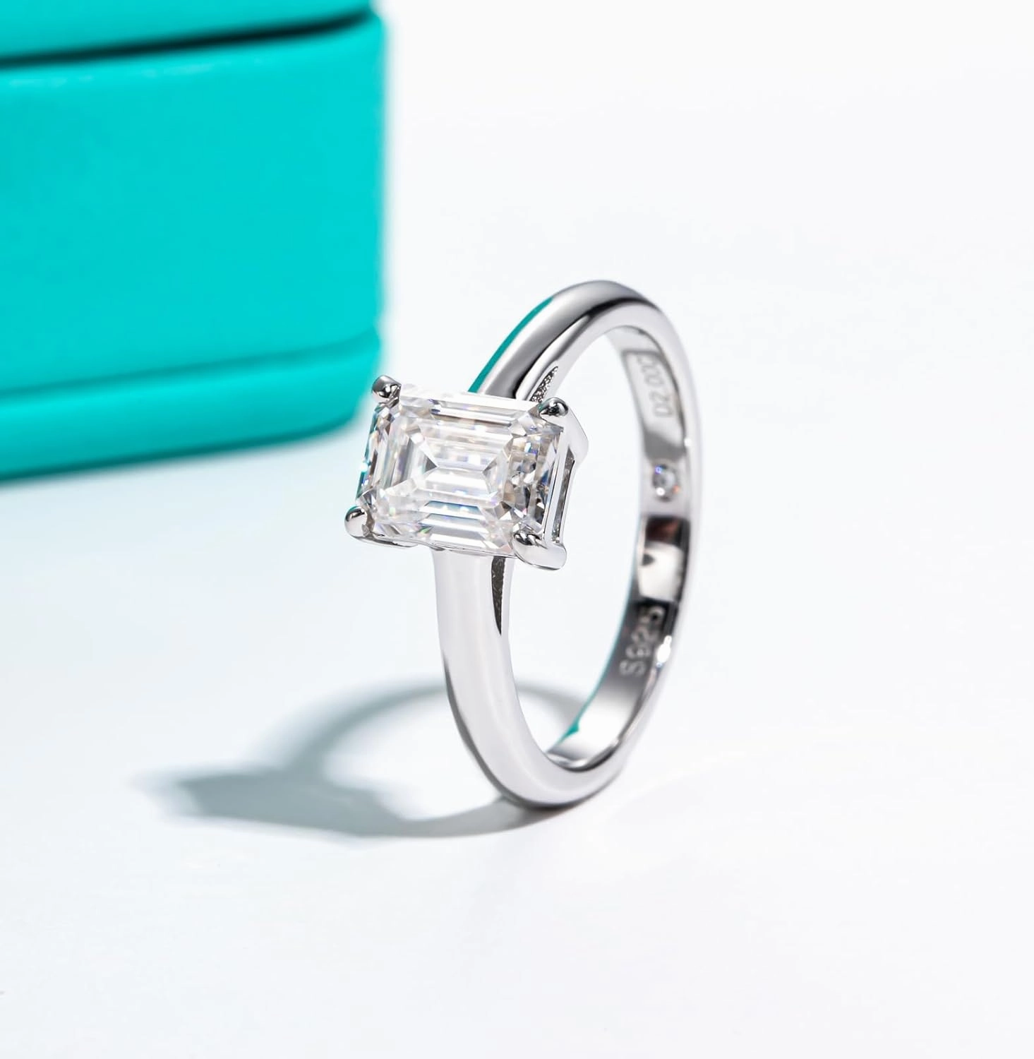AnuClub Cushion/Emerald/Pear Moissanite Engagement Ring, D Color 925 Sterling Silver, Eternity Wedding Promise Anniversary Band Rings for Women