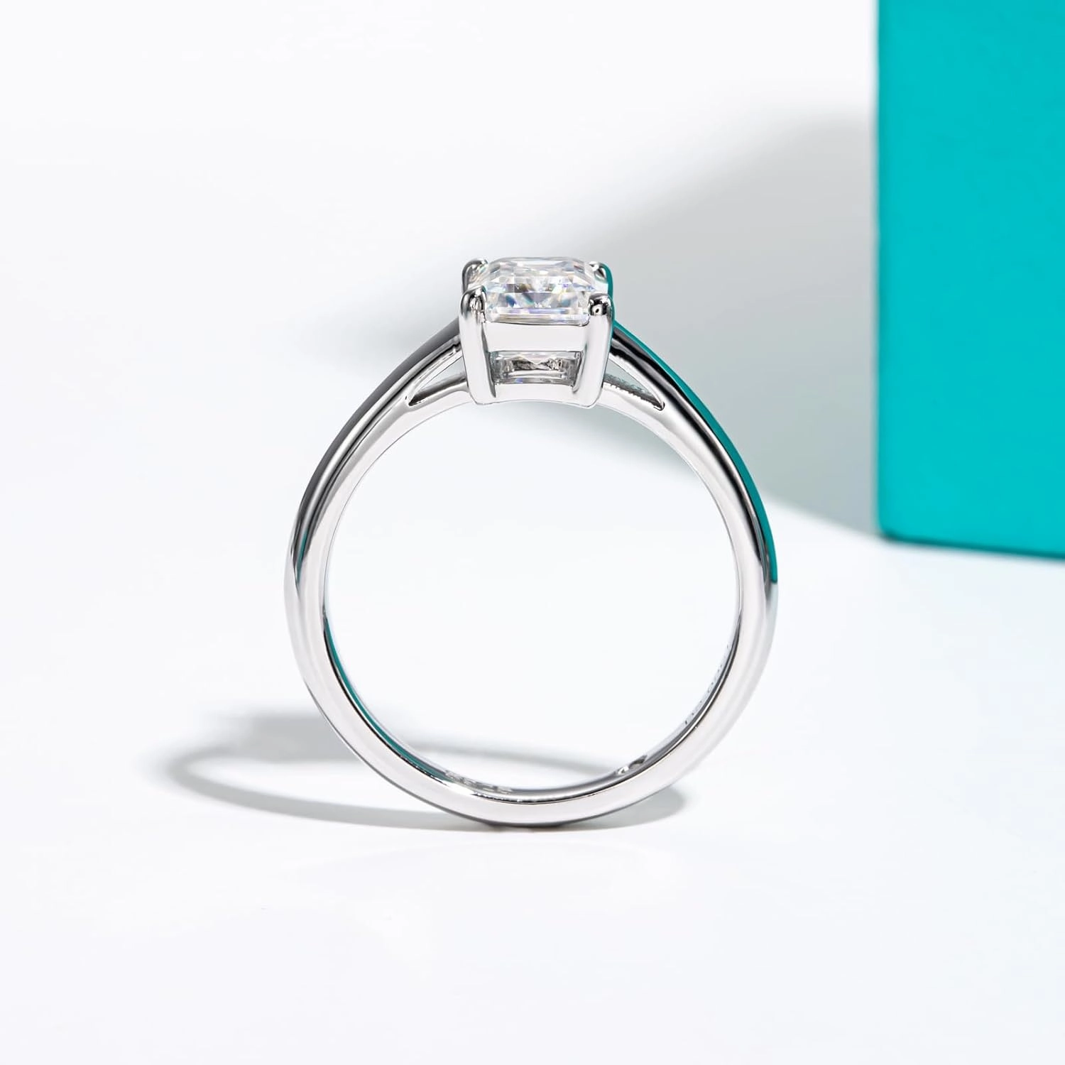 AnuClub Cushion/Emerald/Pear Moissanite Engagement Ring, D Color 925 Sterling Silver, Eternity Wedding Promise Anniversary Band Rings for Women