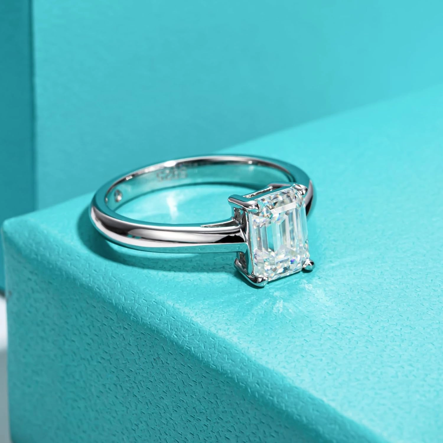 AnuClub Cushion/Emerald/Pear Moissanite Engagement Ring, D Color 925 Sterling Silver, Eternity Wedding Promise Anniversary Band Rings for Women