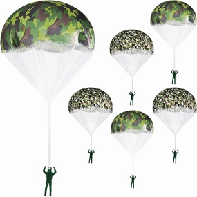 Aoriher 12 Pcs American Flag Army Parachute Toy Action Figures, Boys Outdoor Games, No Battery Flying Toys for School Gifts Present