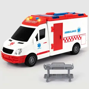 ArtCreativity Ambulance Toy Truck for Kids 3-8, Lights & Siren, Friction-Powered 1/16 Scale Rescue Toy Ambulance, Emergency Vehicle Toys with Removable Stretcher, Doors Open for Immersive Imagination
