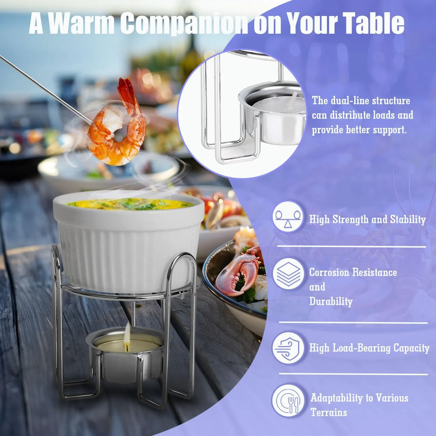 Artestia 4 Pieces Butter Warmers for Seafood, Ceramic Butter Melting Pot with 4 Tea Light Candles, Crab Boil Party Supplies -Dishwasher Safe, Microwave Safe, Oven Safe(White)