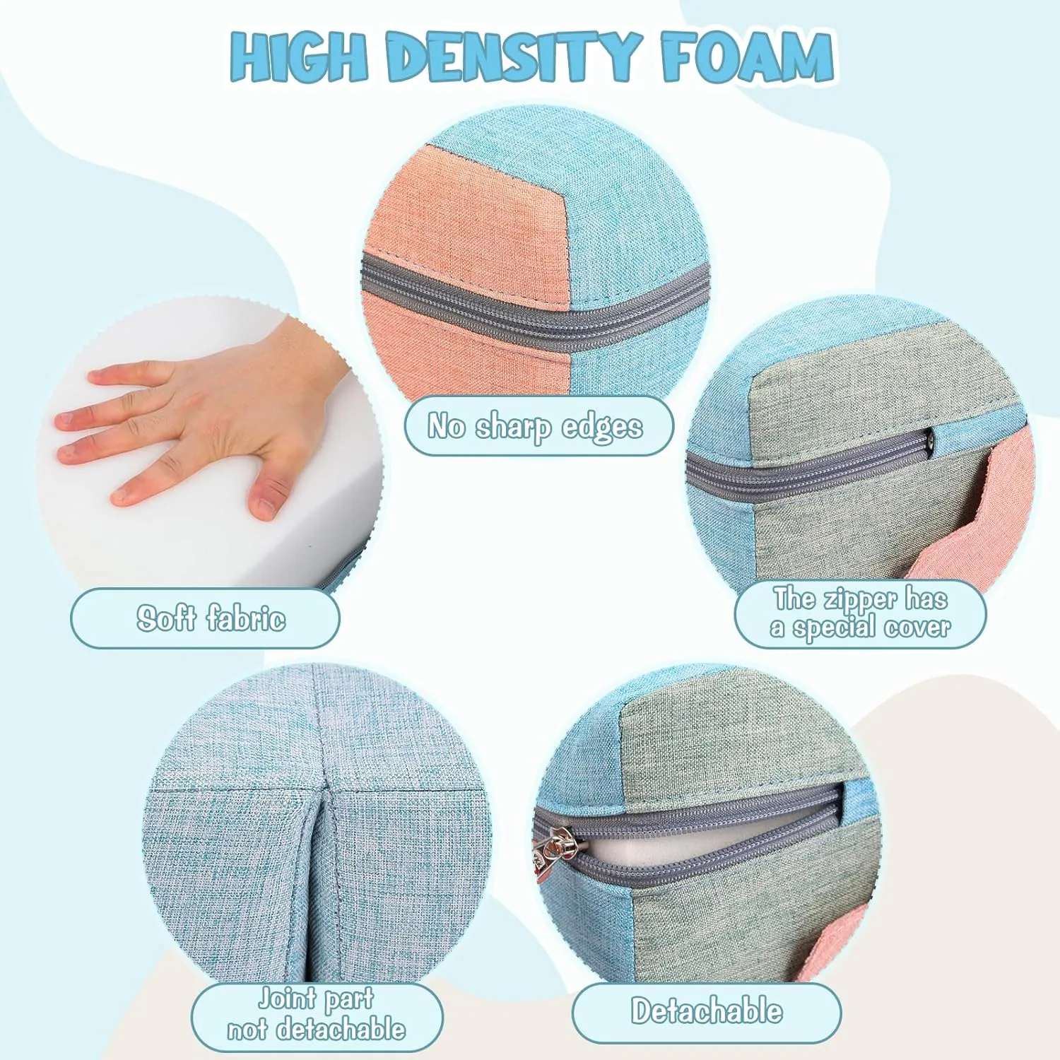 Asweets 4 in 1 Foam Climbing Blocks for Toddlers, Indoor Soft Climb and Crawl Play Climbing Toys for Creativity & Imagination, (Linen-Blue-Pink)