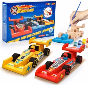 Atoylink DIY Wooden Cars Crafts for Kids Easy Assemble & Paint Your Own Race Cars 3 Pack Model Car Kits Woodworking Arts and Crafts for Boys Girls Gifts