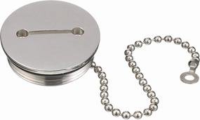 Attwood Replacement Stainless Steel 2" Deck Fill Cap with Chain - Boat Replacement Stainless Steel 2" Deck Fill Cap 66061-3 with Chain - Boat, Silver