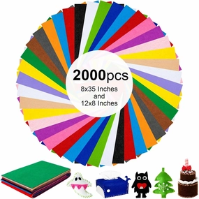 Augshy 2000PCS Felt Fabric Sheet 8x12 inches and 8x35 inches Felt Sheets for Crafts Assorted Colors Stiff Felt Fabric for DIY Sewing Craft Patchwork Decoration School Project