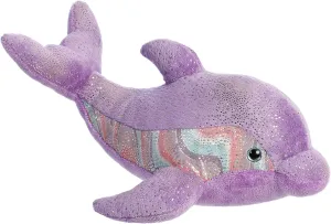 Aurora® Huggable Destination Nation™ Dolphin Stuffed Animal - Global Exploration - Learning Fun - Purple 12 Inches