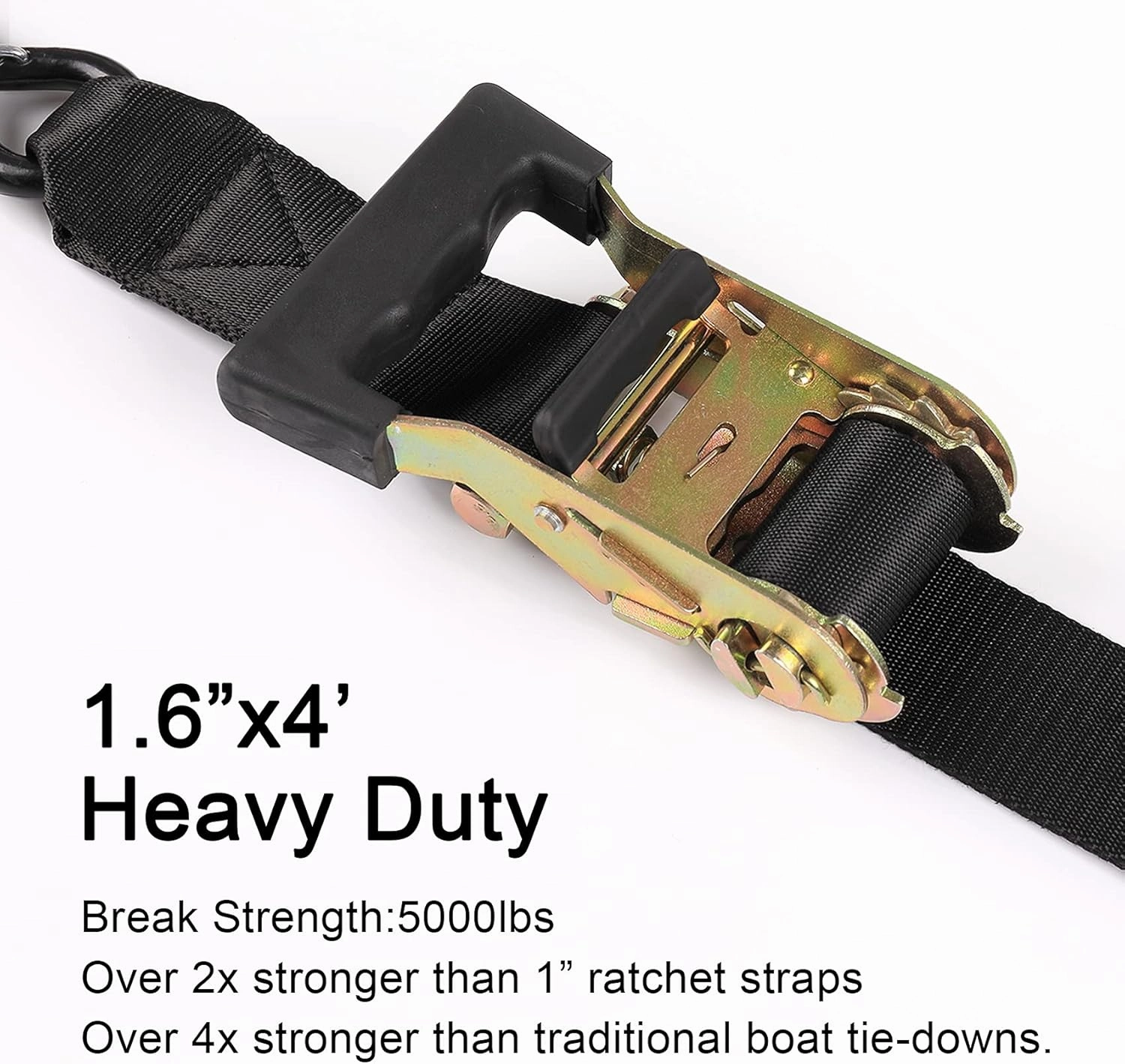 Ayaport Boat Trailer Transom Tie Down Straps for Boat Jet ski Kayak Canoe 4 Feet 1.6 inches 5000lbs Break Strength Heavy Duty Ratchet Straps with S Hooks, Pack of 2