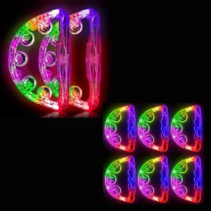 Aywewii LED Tambourine, Light Up Toys Handheld Musical Flashing Tamborine Autism Toys Party Supplies for Thanksgiving Christmas Anniversaries Gifts For Kids Adults Teens(Four Colors are Randomly Sent)