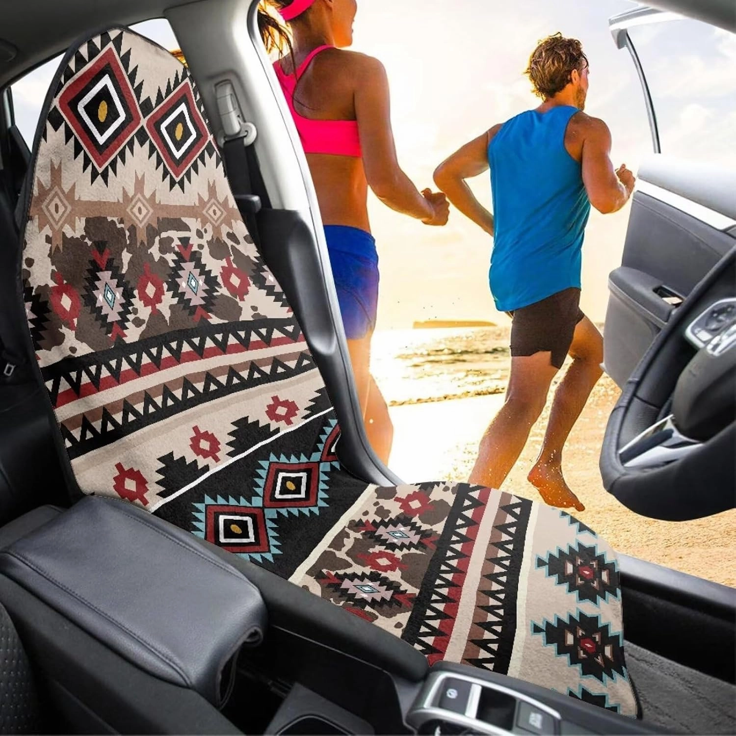 Aztec Car Seat Covers Ethnic Style Athletic Towel Car Seat Cover After Gym Beach Yoga Workout Outdoor Surfing Activities Breathable Bucket Car Towel Seat Cover Fits for Car,SUV Sedan,Truck
