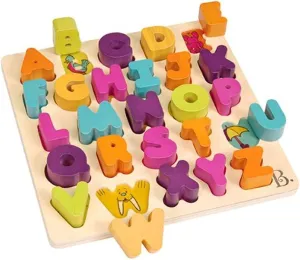 B. toys- Alpha B. tical- Wooden Alphabet Puzzle – 26 Letter Pieces – Chunky Wooden Puzzle- Educational Toys For Toddlers, Kids – 18 Months  