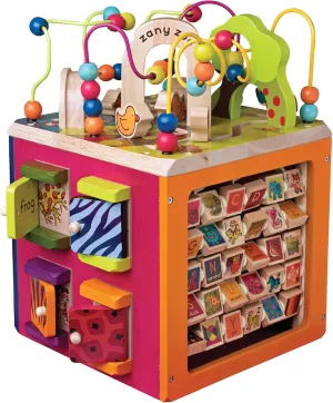 B. – Wooden Activity Cube – Activity Center with Alphabet – Educational Toys – Wooden Toys for Toddlers, Kids – 1 Year   – Zany Zoo