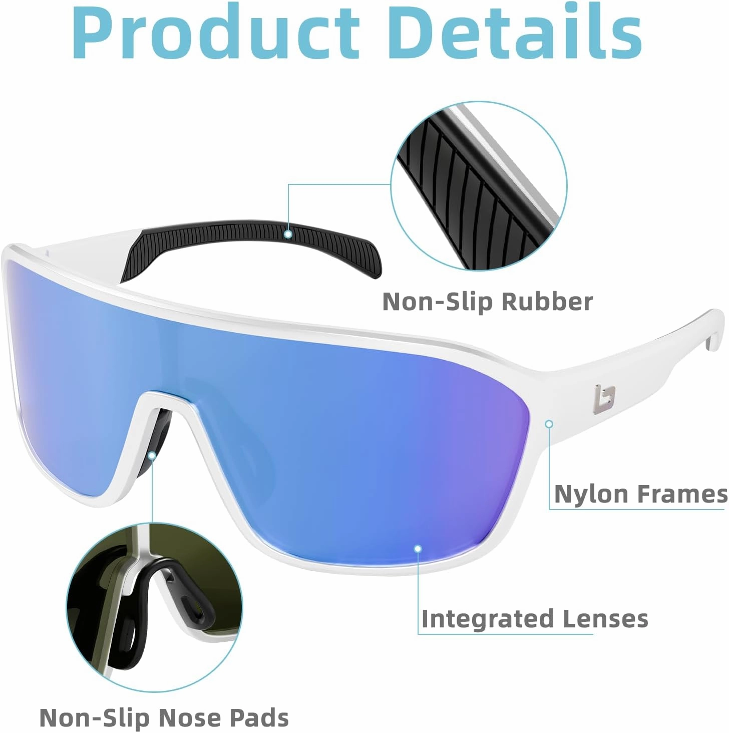 B.N.U.S Polarized Cycling Sunglasses for Men Women - Nano-Coated TR90 Frame, UV400 Protection, Unibody Lens Design