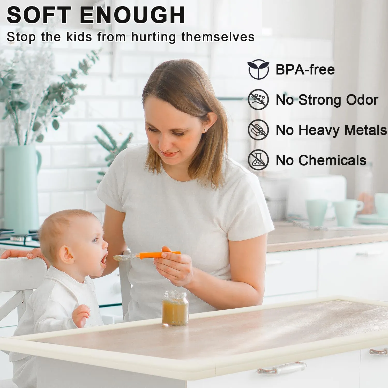 Baby Proof Corners and Edges Protector 18.2ft (Large 15ft Edge 8 Corner Guard), Fireplace Baby Proofing Bumper, Heavy-Duty Soft NBR Foam Edge Corner Protector for Furniture Table, Childsafe/Pre-Taped