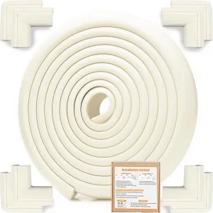 Baby Proof Corners and Edges Protector 18.2ft (Large 15ft Edge 8 Corner Guard), Fireplace Baby Proofing Bumper, Heavy-Duty Soft NBR Foam Edge Corner Protector for Furniture Table, Childsafe/Pre-Taped