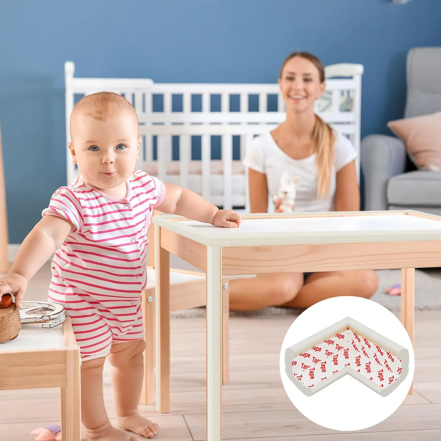 Baby Proof Corners and Edges Protector 18.2ft (Large 15ft Edge 8 Corner Guard), Fireplace Baby Proofing Bumper, Heavy-Duty Soft NBR Foam Edge Corner Protector for Furniture Table, Childsafe/Pre-Taped