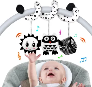 Baby Spiral Hanging Stroller and Car Seat Toys for Babies 0-6 Months Newborn Plush Activity Toys for Bed Bassinet Crib Baby Carrier Gifts (owl)