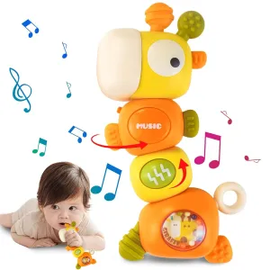 Baby Teething Toys for 0 3 6 9 12 18 Months, Food Grade Ba-by Teether for Infant Newborn Boys Girls, Baby Rattle Chew Toys 0-6 Months, Christmas Gift Montessori Sensory Toy for Babies with Music