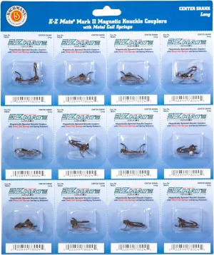 Bachmann Trains E-Z Mate Magnetic Knuckle Couplers - Center Shank - Long (Card of 12)