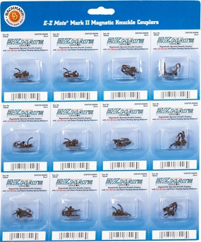 Bachmann Trains - E-Z MATE MARK II COUPLERS - MAGNETIC KNUCKLE COUPLERS with METAL COIL SPRING - CENTER SHANK - SHORT (12 pair/card) - HO Scale