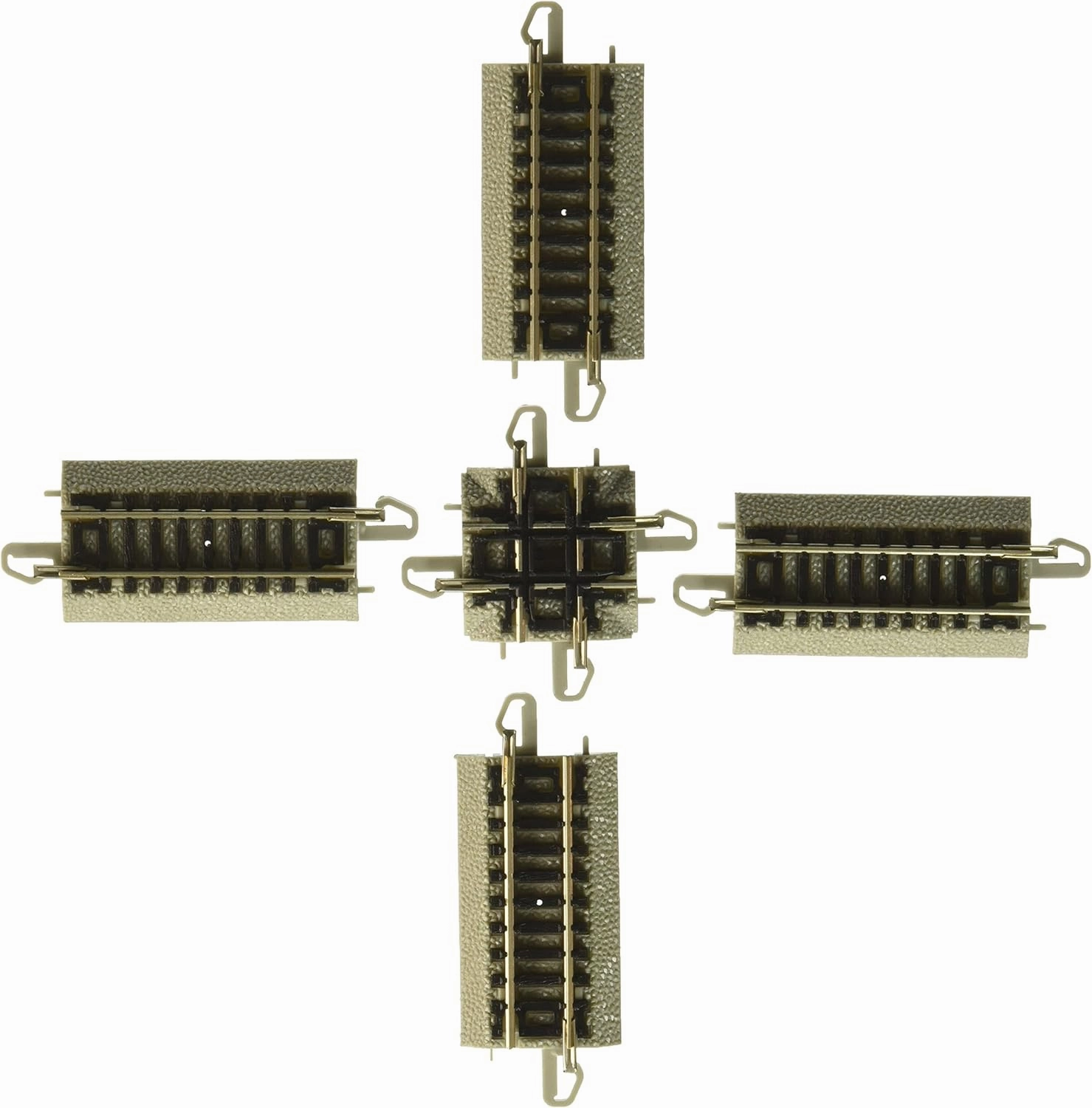 Bachmann Trains - Snap-Fit E-Z TRACK 90 DEGREE CROSSING (1/card) - NICKEL SILVER Rail With Grey Roadbed - N Scale, 8