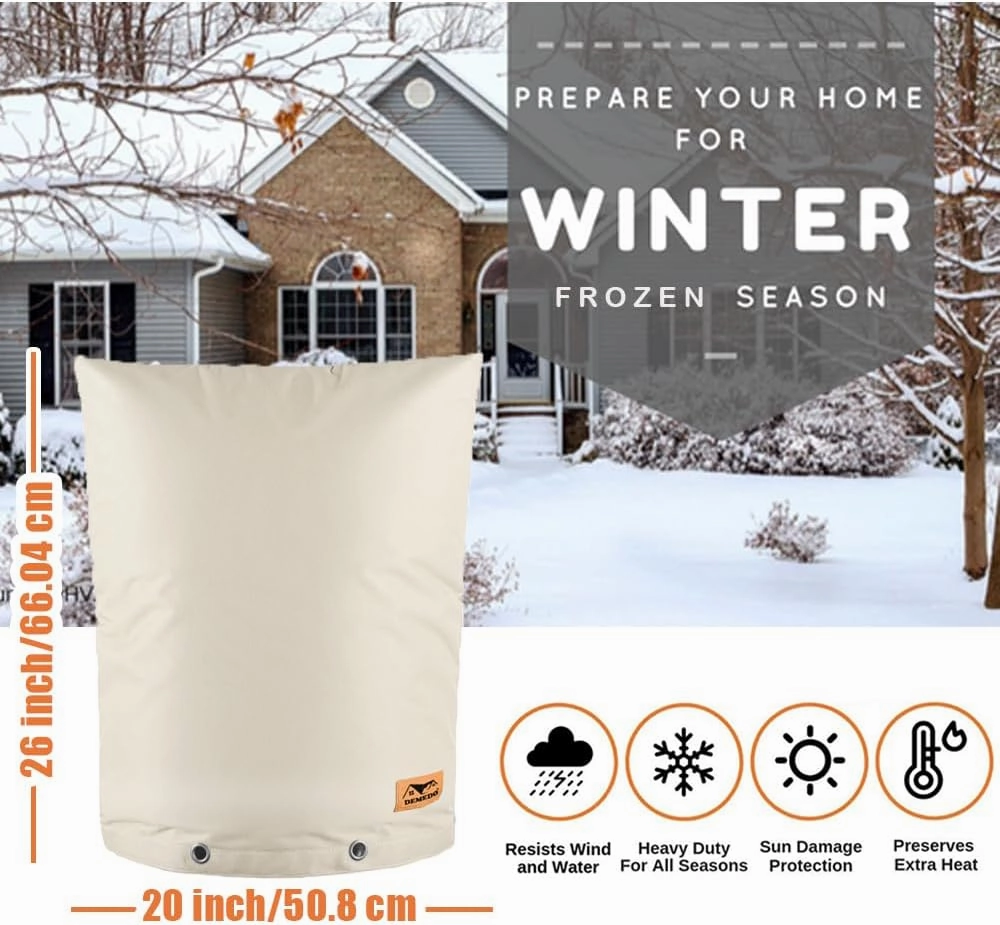Backflow Preventers Protection, 20”W x 26”H Backflow Winter Cover, Insulated Cover Pouch for Irrigation Backflow Valve, Sprinkler Valves in Snow or Sun Exposure, Winterizing Backflow Preventers – Sand