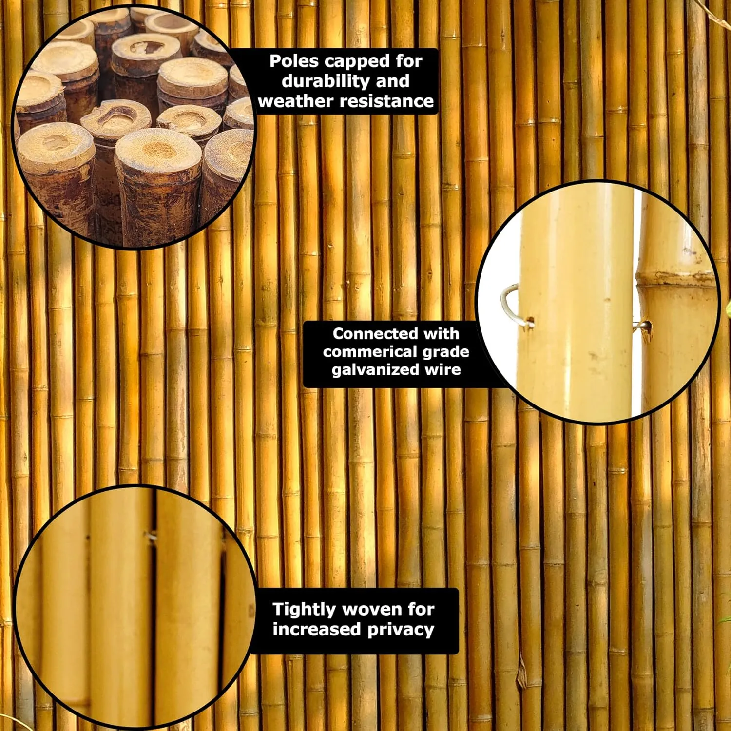 Backyard X-Scapes Natural Bamboo Fencing Decorative Rolled Fence Panel 0.75 in D x 3 ft H x 8 ft L