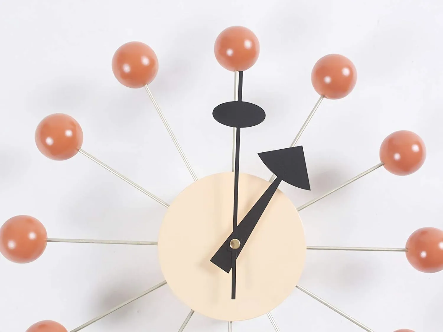 Ball Clock in Orange, Decorative Modern Silent Wall Clocks for Home, Kitchen,Living Room,Office etc., Wooden Mid Century Retro Design(Full Range Available)