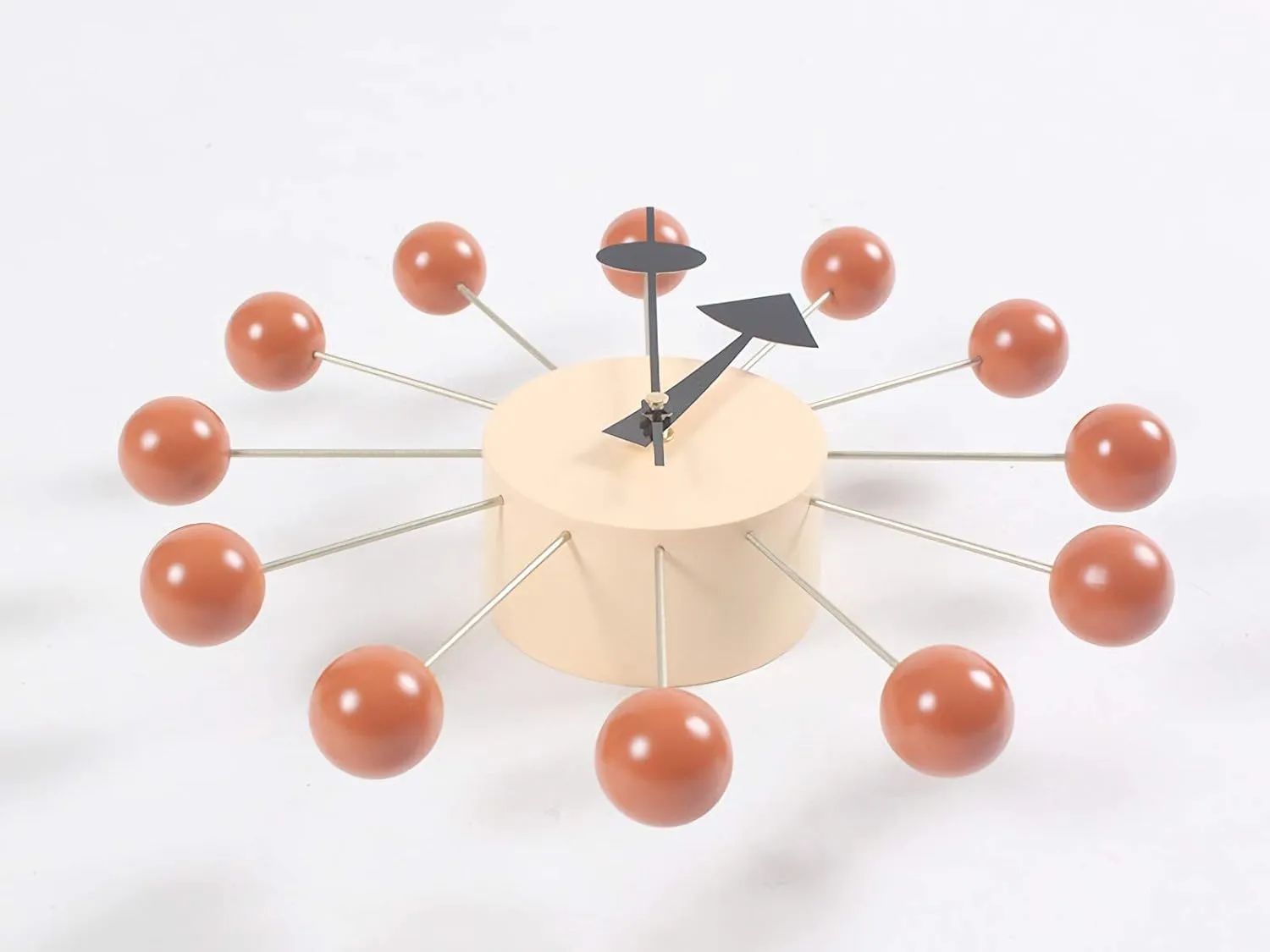 Ball Clock in Orange, Decorative Modern Silent Wall Clocks for Home, Kitchen,Living Room,Office etc., Wooden Mid Century Retro Design(Full Range Available)